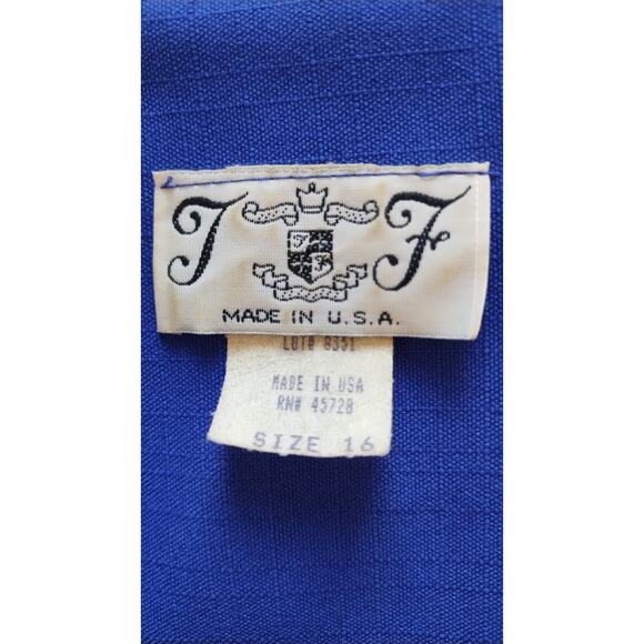 Vintage 80s -90s royal blue blouse and skirt set size 16 - Picture 9 of 16